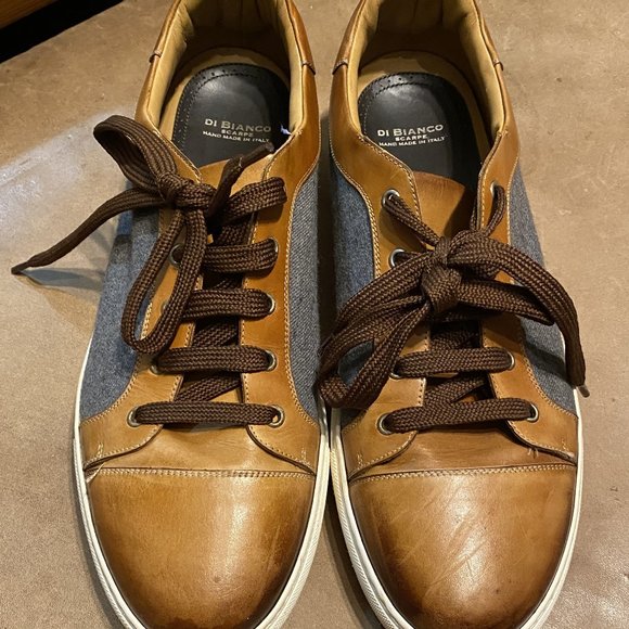 Di Bianco Scrape Mens Dress Sneaker Hand Made Italian Shoe - Picture 2 of 8